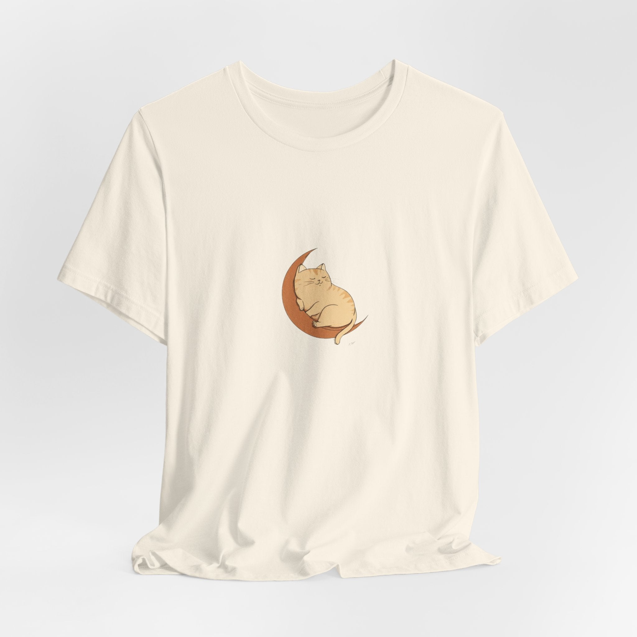 Cat on Crescent Moon Tee – Cute Sleeping Cat Graphic T-Shirt