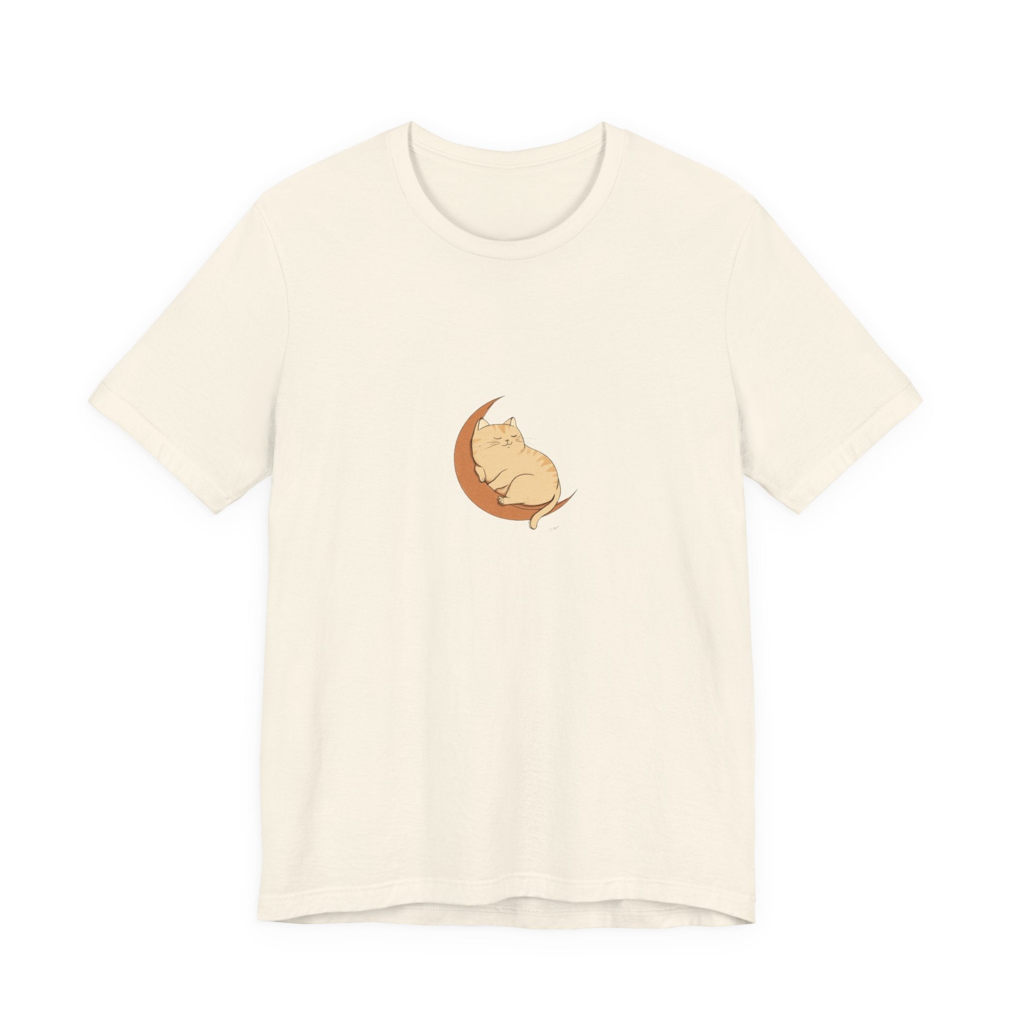 Cat on Crescent Moon Tee – Cute Sleeping Cat Graphic T-Shirt