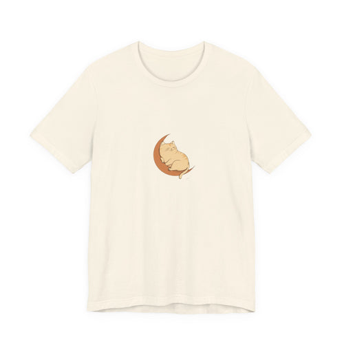 Cat on Crescent Moon Tee – Cute Sleeping Cat Graphic T-Shirt