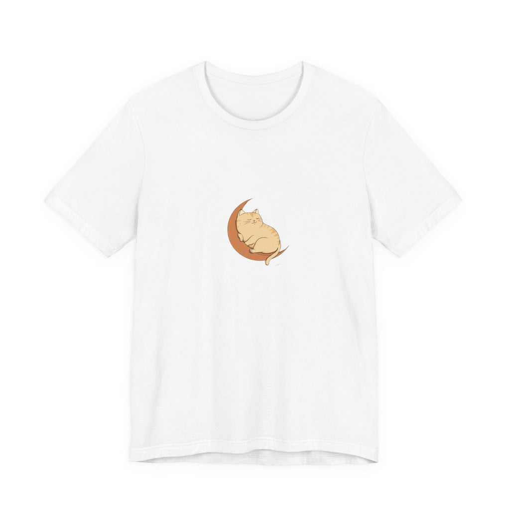 Cat on Crescent Moon Tee – Cute Sleeping Cat Graphic T-Shirt