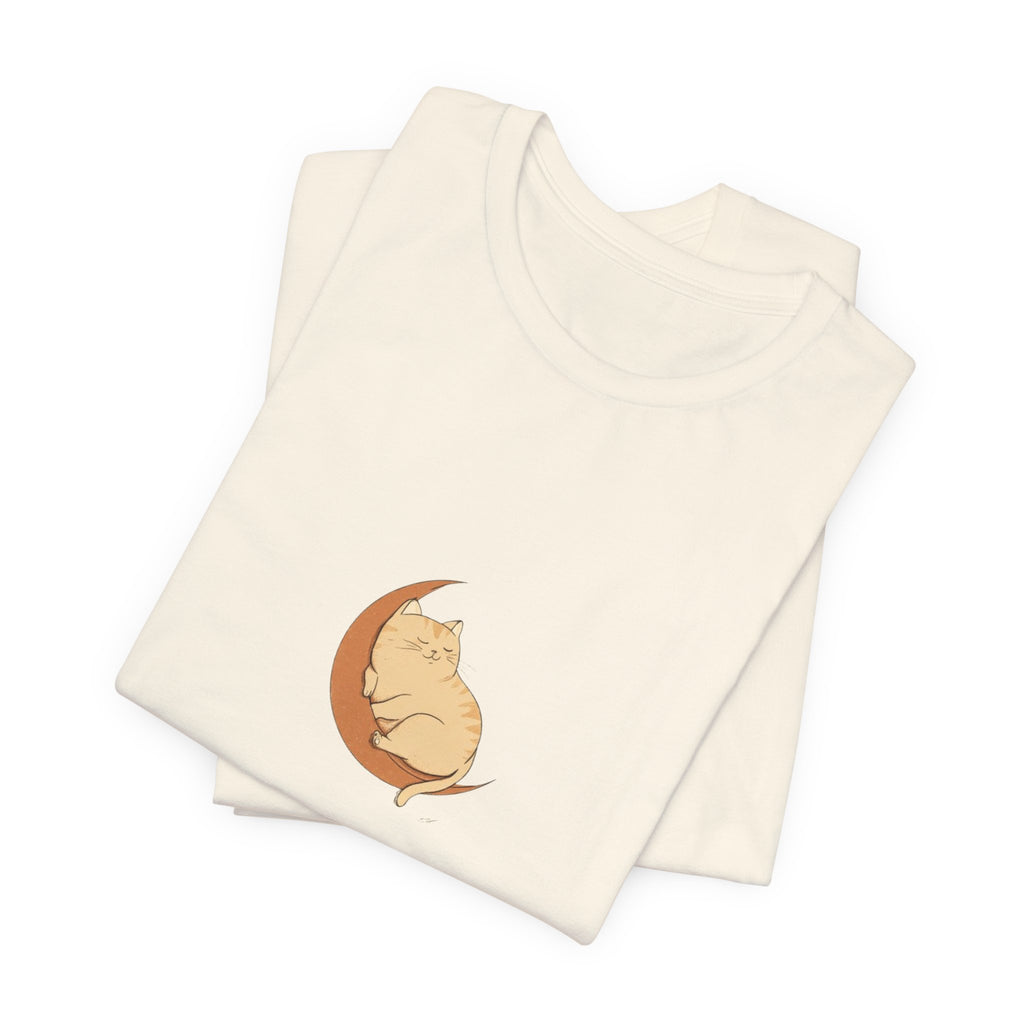 Cat on Crescent Moon Tee – Cute Sleeping Cat Graphic T-Shirt